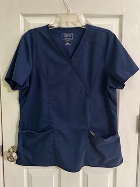 Cherokee Navy Scrub Top V-neck with Pockets large